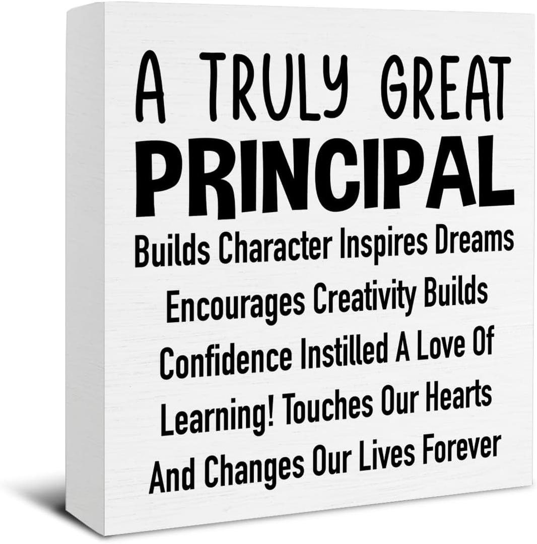 Thank You Gifts for Principal - Principal Appreciation Gifts Wooden Sign Home Office Cubicle Desk Shelf Wall Decor - 5 x 5 Inches