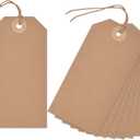 VGOODALL Blank Shipping Tags with Wire, 120 PCS Manila Hang Tags, Blank Pricing Paper Label for Garage Sales, Inventory Machinery, Luggage, Gift Label (4.75"x2.37", Brown)