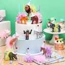 Weysat 27 Pcs Jungle Animal Cake Topper Animals Figures Birthday Party Decorations with Mini Hat with Pom Poms Jungle Toppers Decoration with Mini Skirt and Hat for Wild Animals Themed Party