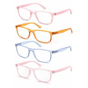 Reading Glasses for Men +1.25 Large Oversized Square Men's Readers 4 Pack Lightweight Wide Cheaters Glasses w/Spring Hinges