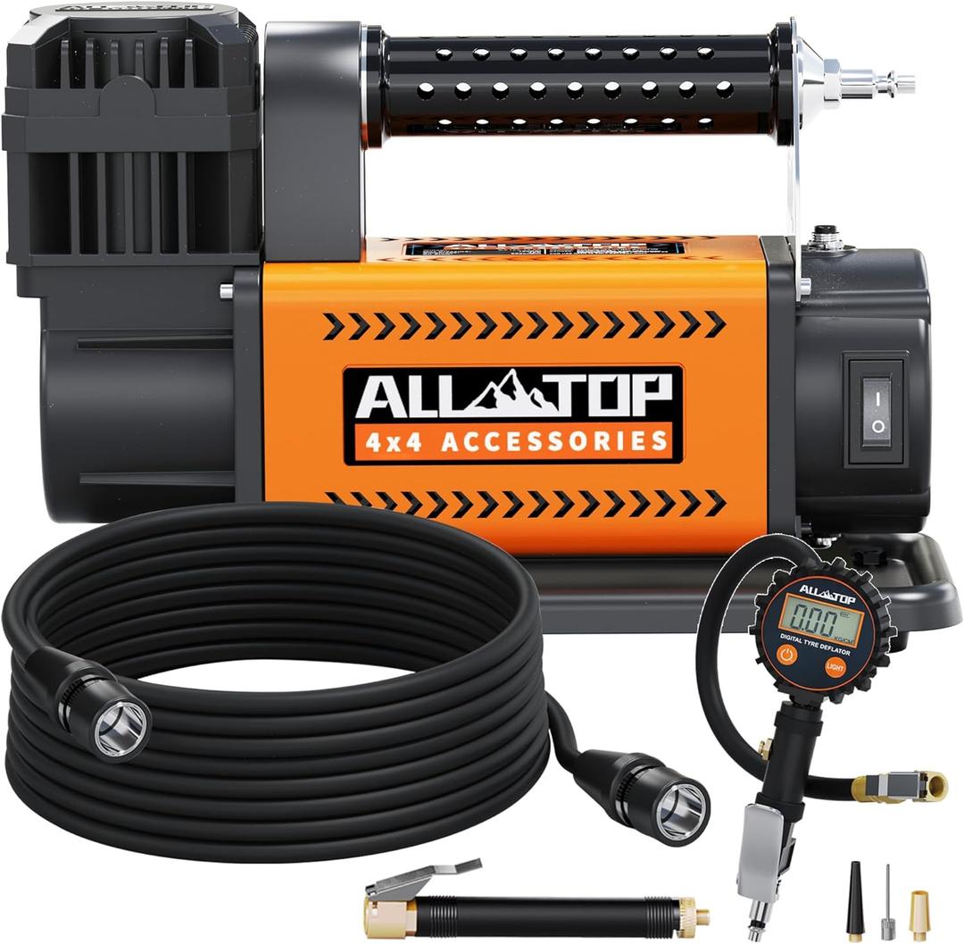 ALL-TOP Air Compressor with Digital Pressure Gauge Tire Inflator Kit, 12V Portable Inflator 7.06ft/Min, Offroad Air Pump for Truck Tires, Heavy Duty Max 150 PSI for 4x4 Vehicle & RV