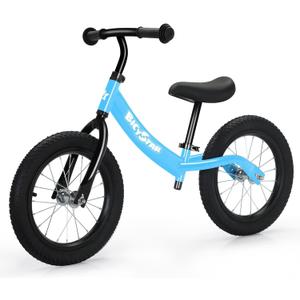 14 Inch Balance Bike for Kids 3-6 Year Old, Bike with No Pedals, Air Rubber Tires, Adjustable Height, Foot Rest, Pedalless Bicycle Boys, Girls (Blue)
