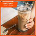 20oz Glass Tumblers with Lids and Straws - Stylish Vintage Ribbed Design for Iced Coffee, Juice, Smoothies, Milkshakes, Cold Beverages & Whiskey Cocktail Beer - Includes Cleaning Brush (2pack-Frosted)