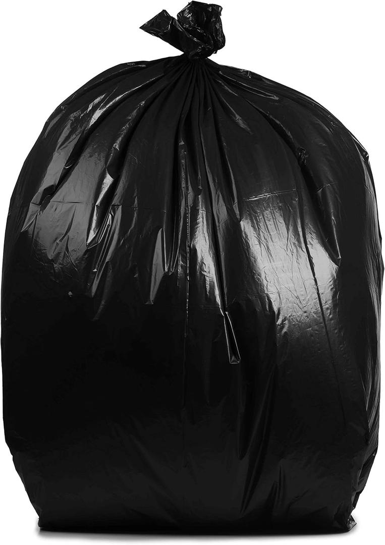 PlasticMill Contractor Bags Heavy Duty - Commercial, Industrial Garbage Bags - Black Construction Trash Bags - Outdoor, Garden Trash Bags, 65-Gallon, 3 Mil, 50"x48" (30-Count)