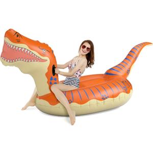 Jasonwell Inflatable Dinosaur Pool Float for Boys Girls Adults 124'' Giant T-Rex Floatie Summer Beach Swimming Pool Inflatables Ride on Party Pool Toys Raft Lounge Kids Tyrannosaurus Rex Toys