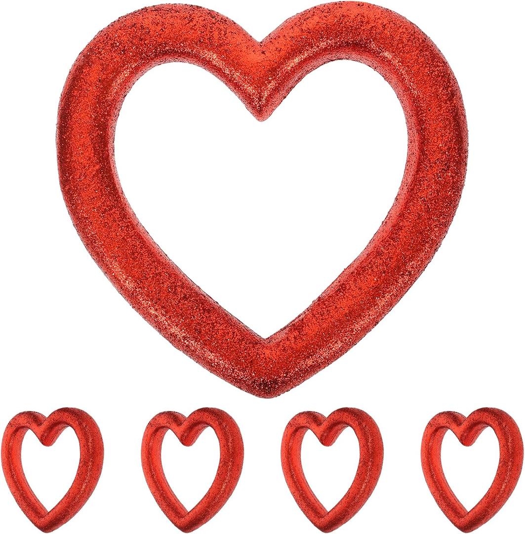 4 PCS Valentine's Day Heart Foam Wreath - 9.8 Inch 3D Red Heart Foam Balloons, Valentine's Day Decorations for Wedding, Party, DIY Crafts, Home Wall Window Decor