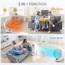 2 in 1 Heater Fan Combo, 1500W Portable Space Heater with Adjustable Thermostat, Electric Cooling Fan with Oscillating, Overheat & Tip-Over Protection, Ideal for Home & Office Use