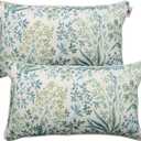 Pack of 2 Patio Lumbar Pillows, 12"x20" Fade Resistant Outdoor Waterproof Lumbar Pillow with Inners, Decorative Garden Lumbar Cushions for Home Patio Terrace Sofa Use (Yellow Gains)