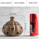 Ceramic Garlic Keeper with Lid and Holes Garlic Saver and Storage Framhouse Decor Keep Gralic Cloves Dry and Fresh, Grey