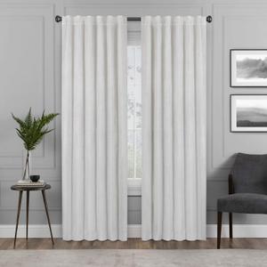 Eclipse Absolute Zero Harper Velvet Blackout Thermal Insulated Rod Pocket Curtains for Bedroom, Single Panel, 50" x 108", Snow