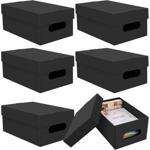 aopule 6PCS Photo Storage Box for 4"x6" Photos,10.2 x 6.5 x 4.7 Picture Box Store and Protect Pictures,Documents Black