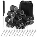Acejoz Hair Rollers for Blowout Look, 38 Pcs Self Grip Hair Rollers Set with 4 Sizes, 12 Pcs Hair Clips, Comb and Storage Bag for Hair Volume (Black)