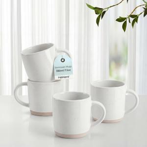 HaWare 13OZ Coffee Mugs Set of 4, Stoneware Coffee Cups, Ceramic Latte Mug for Man, Woman, Dad, Mom, Modern Tea Mugs for Latte/Cappuccino/Cocoa/Milk, Dishwasher& Microwave Safe, Speckled Milky White