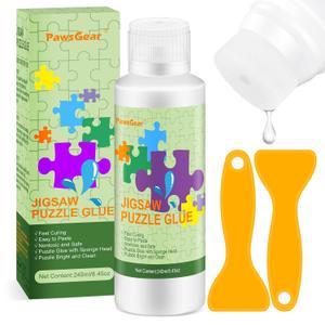 2 x Updated Jigsaw Puzzle Glue with Applicator,Clear Water-Soluble Special Craft Puzzle Glue,Non-Toxic and Quick Dry,240ML/8.45fl oz