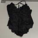 Avidlove Women One Piece Lingerie Deep V Teddy Sexy Lace Bodysuit Snap Crotch Babydoll (Small, Double Layers - Black)