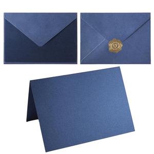 Homtable 50 Pack Shiny Envelopes with Shiny Cards and Gold Stickers for Invitations and Greeting Cards (Shiny Navy Blue, 5x7)