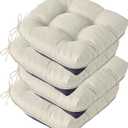 Chair Cushions for Dining Chairs, Seat Cushions for Kitchen Chairs, Indoor Seat Cushions with Ties, Tufted Foam Chair Pads, Non Slip Chair Cushions Set of 4, 15.5" x 15.5" x 4", Beige