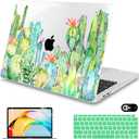 Mektron for MacBook Air 13 Case A1466/A1369 (2010-2017 Release), Snap-on Plastic Hard Shell Cover for MacBook Air 13.3 inch with Keyboard Cover,Watercolor Cactus