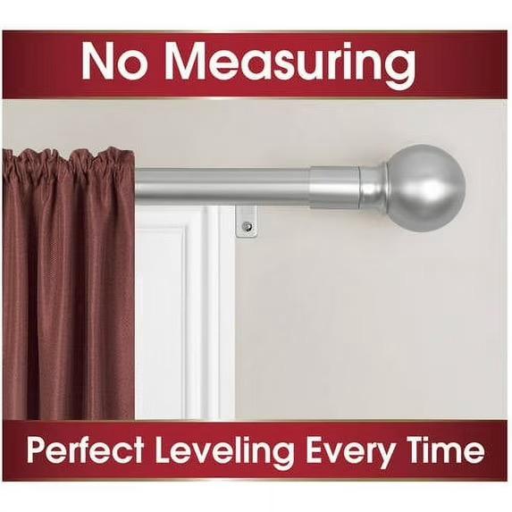 Zenna Home Easy Install Drapery Window Curtain Rod, 48" - 120", Ball Finials, Brushed Nickel