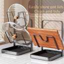 Kitchen Pot Lid Storage Rack, 304 Stainless Steel Pot Lid Holder While Cooking, Multifunctional Kitchen Pot Cover Organizer for Countertop, With Removable Drip Tray (Beige Single-layer)