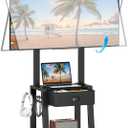 Mobile TV Stand with Drawer for 23-60 Inch TVs,Tilt Rolling TV Cart on Wheels with 2 Shelves Adjustable Height Portable TV Stand for Bedroom/Living Room Holds up to 50 lbs Max VESA 400x400mm