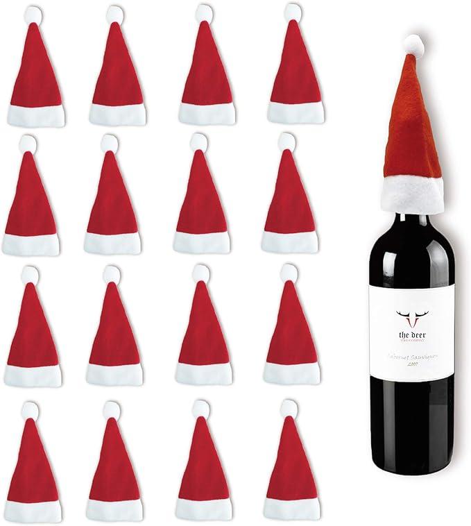 Mini Santa Hats, Cup Bottle Covers, Silverware Holders for Crafts, 24 pcs