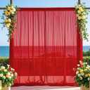 FUHSY Backdrop Curtains Red Drapes for Backdrop 29x120 Inch 2 Panels Chiffon Backdrop Curtains for Parties Red Chiffon Fabric Wedding Drapes Tulle Wedding Backdrop for Ceremony Reception Ceiling Drape