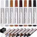 DEWEL Furniture Markers Touch Up, Upgrade Wooden Furniture Repair Kit, Premium Wood Scratch Repair Markers and Wax Sticks for Wood Stains Scratches Hardwood Floors Tables, Set of 17 (Black, Gray, Maple, Oak, Cherry, Walnut, Mahogany, White)
