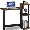 Furinno Compact 29-Inch Rustic Brown Computer Desk, Gaming Desk with Shelves, Office Desk with Book Shelf, for Home Office, Study Room, Dorm, Bedroom, Brown Walnut, 28.5-in with 3 Rounded Shelves