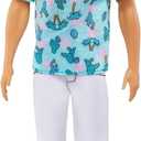 Barbie Fashionistas Ken Fashion Doll #211 with Blonde Hair Wearing Removable Blue Cactus Tee, White Shorts & Sneakers
