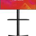 Rolling TV Stand - Mobile TV Stand on Wheels for 32-65 inch Flat/Curved TVs with Tilting, Height Adjustment Portable Rolling TV Cart Hold up to 88 Lbs for Livingroom, Bedroom, Office, Outdoor (Black)