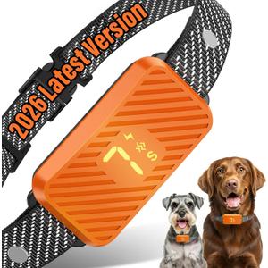 Dog Bark Collar for Large Medium Small Dogs, Effective No-Bark Collar, Smart Barking Collar, Rechargeable Bark Collar with 7 Sensitivity, 3 Modes, Waterproof, Carrot Orange