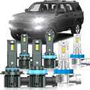 Fit for Toyota 4Runner 2010-2020 Light Bulbs, High/Low Beam Fog Light Bulbs Combo, 800% Brightness, 6000K Cool White, Plug and Play, Pack of 6
