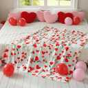Valentine's Day Heart Flowers Throw Blanket 50"x60" Soft Warm Plush Flannel Decorative Blanket for Living Room Couch Bedroom Bed, Romantic Gift for Mom Wife Girlfriend