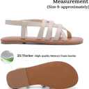 Luoika Women's Wide Width Braided Strappy Flat Sandals Beige 8xw 250769