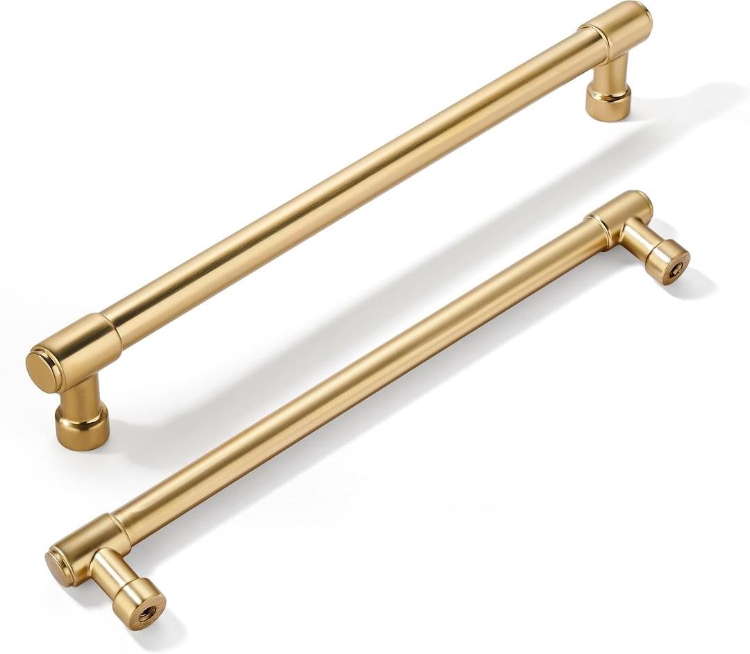 khtumeware 10 Pack 8 Inch(203mm) Champagne Bronze Kitchen Cabinet Handles Warm Brass Cabinet Pulls Gold Kitchen Cabinet Hardware for Cupboard Drawer Pulls Dresser Handle