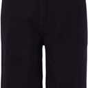 Bienzoe Boys School Uniform Shorts: Kids Cotton Trendy Adjustable Waisted Flat Front Twill Bermuda (Black)
