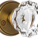 Antique Brass Glass Door Knobs, Crystal Door Knob Passage Door Knobs Glass Interior Door Knob for Hall and Closet, 1 Pack