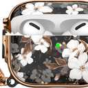 Maxjoy for AirPods Pro 3rd Generation Case with Lock, Cute AirPods Pro 3 Case Lock Protective Hard AirPod Pro 3 Cover for Women Men with Keychain for Airpod Pro 3rd Gen Cover 2025, Flower (Black + White)