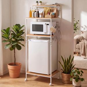 Steel 4 Tier Mini Fridge Stand Bakers Rack, Refrigerator Shelf, 22.44 x 15.75 x 58.46 inches