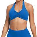 Aoxjox Women's Workout Sports Bras Fitness Taylor Scrunch Halter Bra Yoga Crop Tank (Directoire Blue, XS)