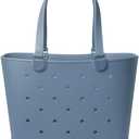 Simple Modern Extra-Large Beach Bag | Waterproof Getaway Rubber Tote with Zipper Pocket for Travel, Pool, Boat, Groceries, Sports | Blue Dune