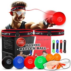 Soul Shift - Boxing Reflex Ball Dual Competition Set | 2 Adjustable Headbands + 2 Training Balls + App Included | Speed, Agility & Hand-Eye Coordination for Adults & Kids | MMA Training Equipment