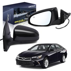 Driver Side Power Door Mirror Compatible with Toyota Corolla 2014 2015 2016 2017 2018 2019, With Heated Manual Folding W/o Turn Signal Light Black 5 Pin