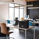 File Organizer Boxes with Lid, Linen Hanging File Storage Boxes with Handle, Collapsible Document Filling Boxes for Letter/Legal Folder, Portable File Box for Office/Decor/Home (2 Pack, Black)