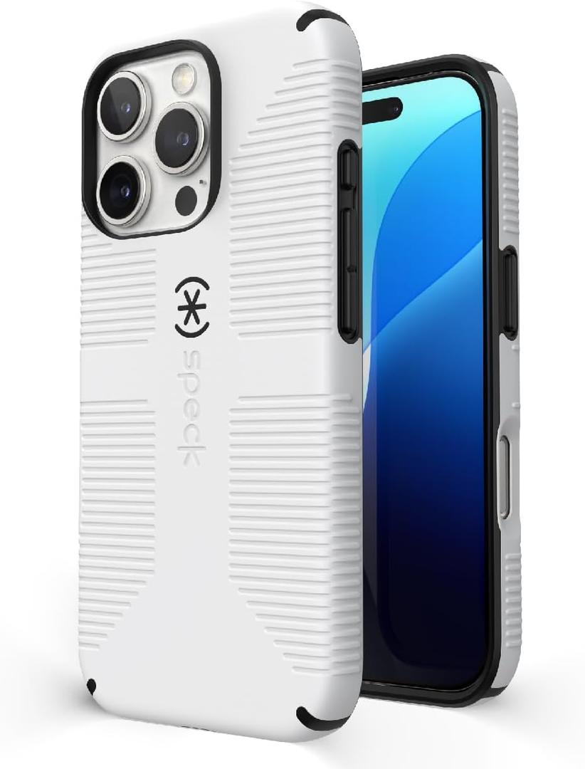 Speck CandyShell Grip Case - iPhone 16 Pro Slim MagSafe - White/Black