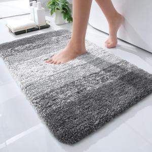 OLANLY Bathroom Rugs Mat 24x16, Extra Soft Absorbent Microfiber Bath Rugs, Rubber Backing, Quick Dry, Machine Washable Bath Mats for Bathroom Floor, Tub, Shower and Home Decor Accessories, Grey