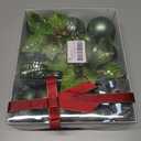 Christmas Ball Ornament Set, 48Pcs Green Plastic Christmas Tree Hanging Decorations with Gift Package for Xmas Winter Holiday Wedding Party Decor