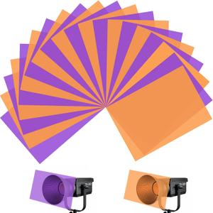 20 Pcs Halloween Light Gels, Gel Lighting Filter Colored Overlays Correction, Gel Filter Transparent Color Film Plastic Sheets (Purple+Brown) 20 Pcs Halloween Light Gels, Gel Lighting Filter Colored Overlays Correction, Gel Filter Transparent Color Film Plastic Sheets (Purple+Brown)
