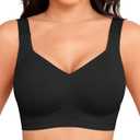 Women Wirefree Bras for Women Full Coverage No Underwire Everyday Bras Comfortable Wireless Padded Bras (3X-Large, Black)